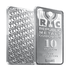 OWNx Republic Metals 10 oz. silver bar delivery